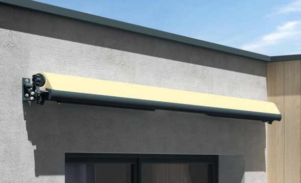 Store banne loggia 1450 atlas blanc toile acrylique T126 noire 2