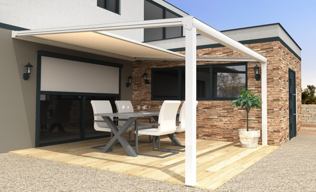 Pergola adossée toile rétractable 4x3m