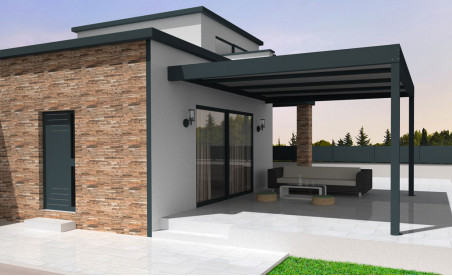 Pergola thermotop Titan H3 en aluminium pose adossée pour terrasse