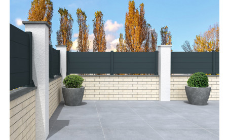 Clôture aluminium panneau plein en kit gris anthracite ral7016 structuré