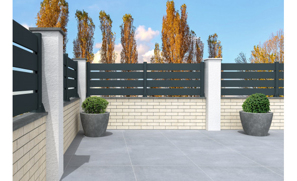 Clôture aluminium panneau ajouré en kit blanc pur ral 9010 2