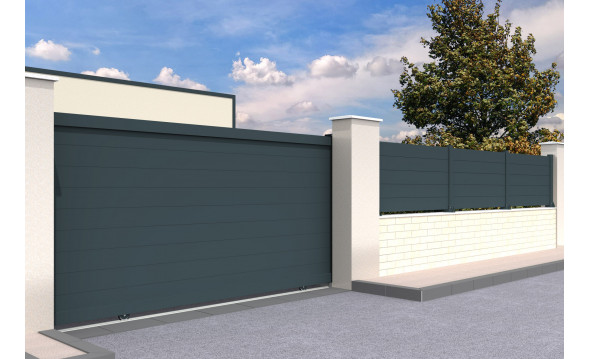 Portail aluminium coulissant plein en kit blanc pur ral 9010 2