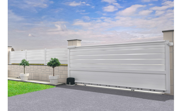 Portail aluminium coulissant mixte en kit gris anthracite ral7016 structuré 2