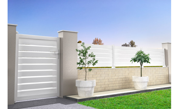 Portillon aluminium battant brise vue en kit  - 1 2