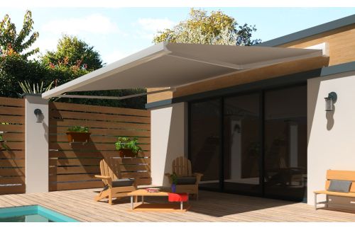 Store en stock coffre Eole Blanc Motorisé à télécommande avec manœuvre de secours et éclairage led 2