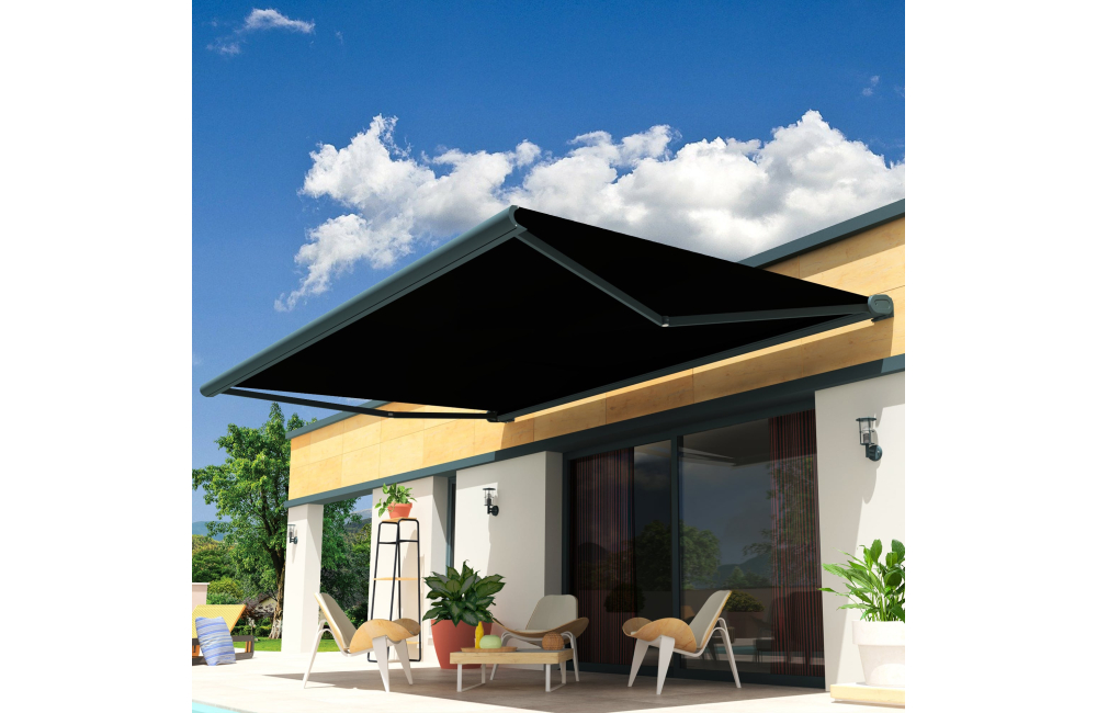 Store en stock coffre intégral Cassis gris Motorisé à télécommande + manœuvre de secours et éclairage led