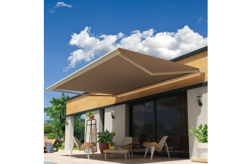 Store en stock coffre intégral Cassis blanc Motorisé à télécommande + manœuvre de secours et éclairage led