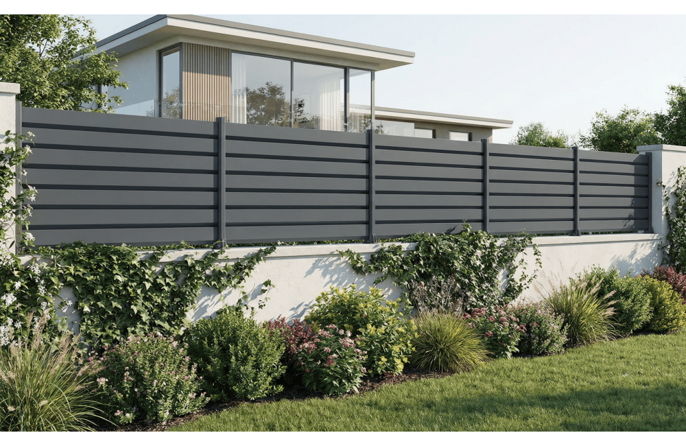 Clôture aluminium brise vue en kit  gris anthracite ral7016 structuré