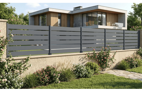 Clôture aluminium ajouré en kit gris anthracite ral7016 structuré