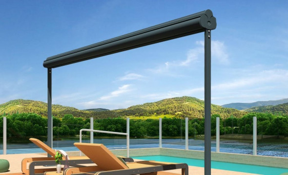 Store double pente Athéna gris toile acrylique T1005 gris foncé chiné 2