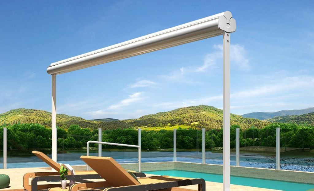  Store  de terrasse double  pente  Ath na en aluminium