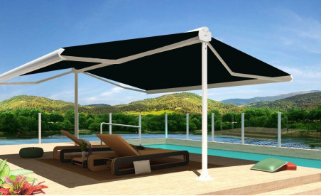  Store  de terrasse double  pente  Ath na en aluminium