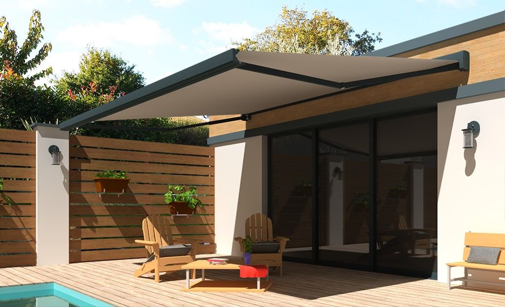 Prix direct usine, pergola bioclimatique aluminium, store banne, store  double pente - Stores Online