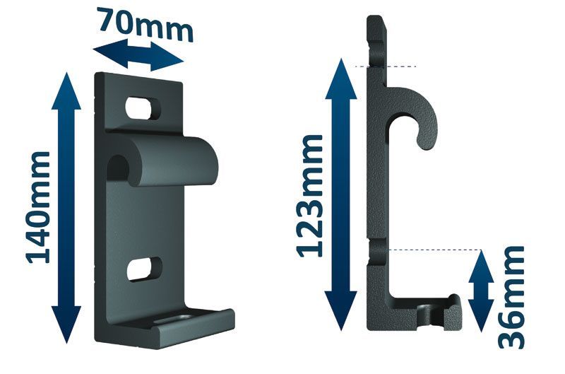 Encombrement support aluminium semi-coffre 190 Zéphyr