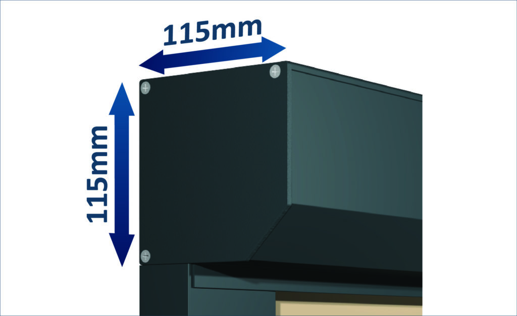 Encombrement coffre aluminium rideau à coulisses chronos