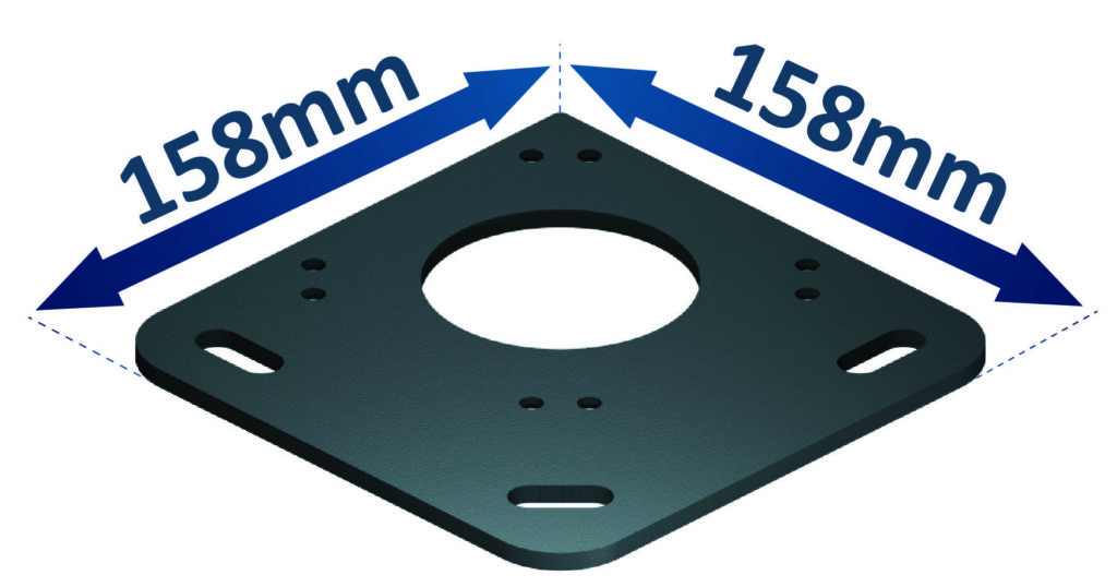 Encombrement de la platine aluminium de sol pour pergola bioclimatique à lames orientables titan