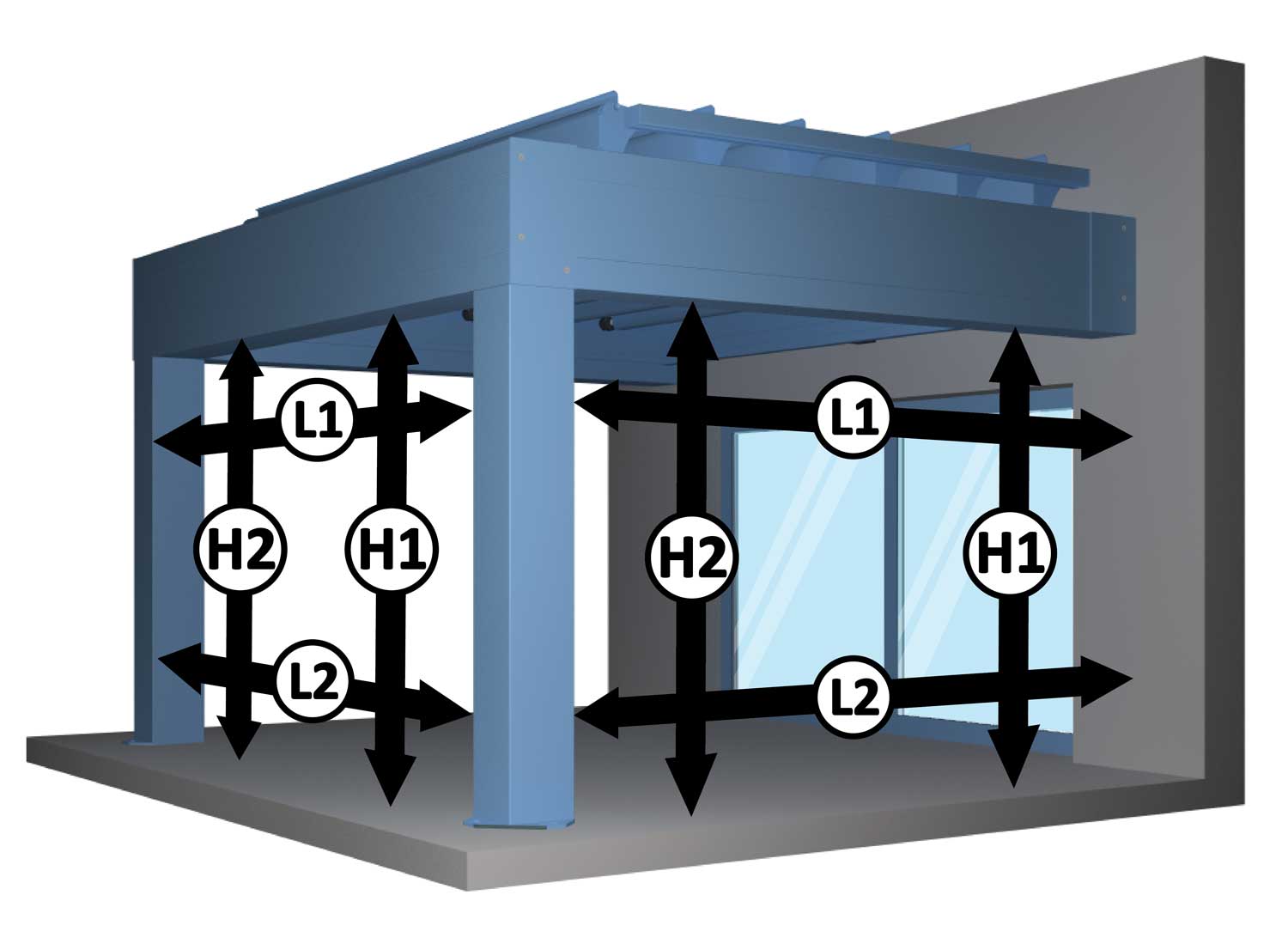 Prise de mesure rideau à coulisses chronos dans pergola bioclimatique aluminium à lames orientables