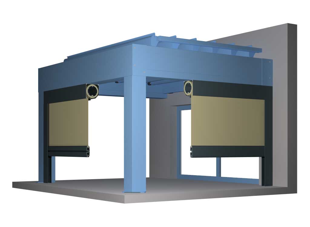 Type de pose rideau à coulisses chronos dans pergola bioclimatique aluminium à lames orientables