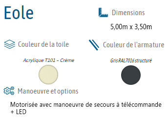 Détails de la commande de store EOLE
