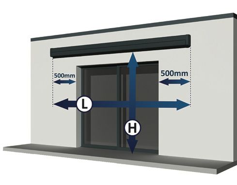 Prise de mesure du store banne centré par rapport à la baie vitrée