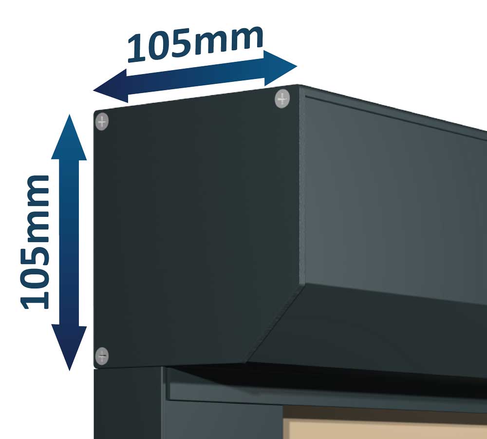 Encombrement coffre aluminium rideau à coulisses chronos