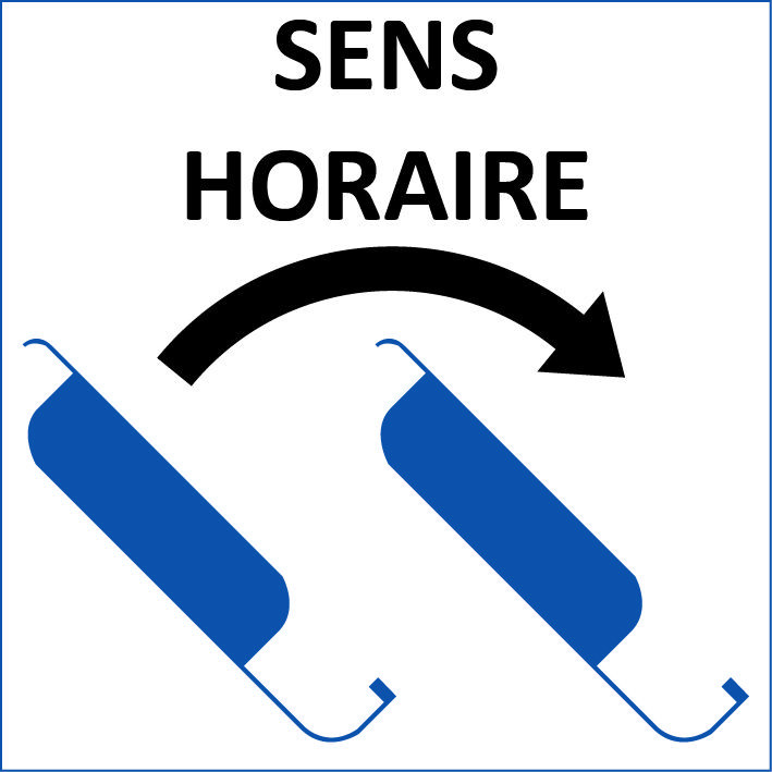 Sens horaire (Vue de face extérieure à la pergola)